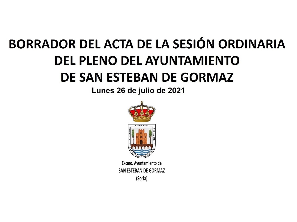 Borrador del Pleno Ordinario Municipal 26 de julio de 2021